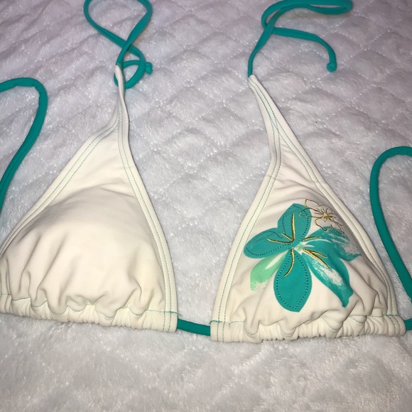 BF AVE. BIKINI TOP  Off White / Teal SIZE 8 Small - Picture 2 of 7